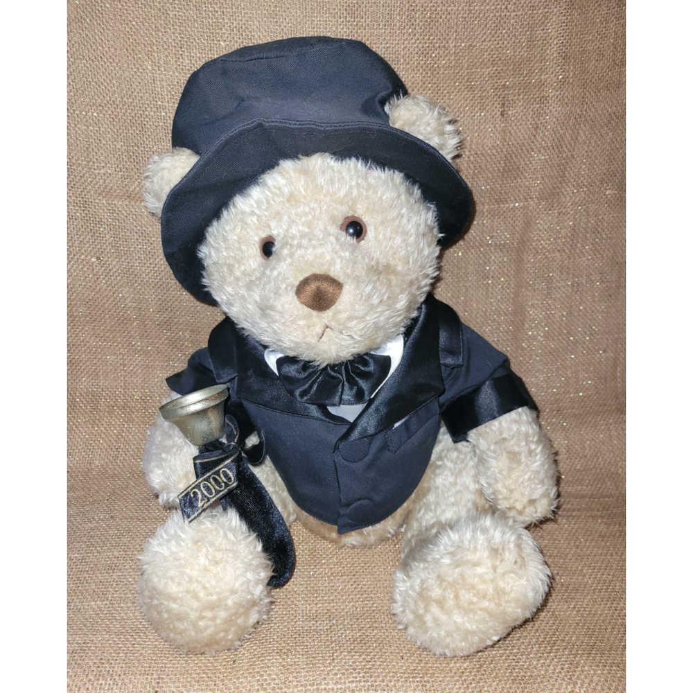 Vintage Ring In The New‎ Year Millennium Teddy Bear Fredrick Atkins NY Plush Y2K